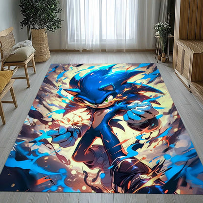 Retro S-Sonic Cartoon Games Living Room Non-Slip Area Rug Soft Carpet for Bedroom Kids Playroom Sofa,Home Decor Doormat Gift