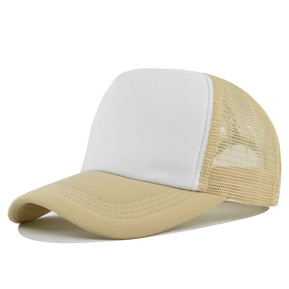 Custom Hat with Logo Printing Polyester Mesh Trucker Hat Adjustable Dad DIY Logo Baseball Cap for Men Women