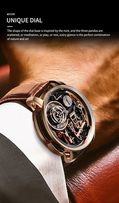 Reloj de cuarzo PINDU NEW TOP con bomba de aceite de botón para hombre de negocios, 45.5MM, cristal de zafiro, resistente al agua, correa de cuero para hombre