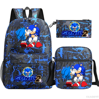 Sonic Backpacks Student School Bags for Teen Men Women Tote Bag Clutch Pocket Nylon Backpacks Travel Mochilas