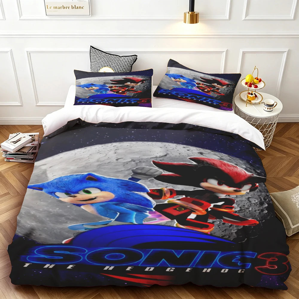 Exquisite Cartoon S-Sonics Wallpaper Anime Digital Printing Bedding Set Duvet Cover Comforter Bed Youth Kids Girl Boys Gift soft