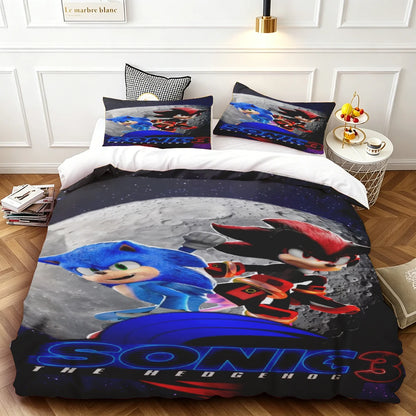 Exquisite Cartoon S-Sonics Wallpaper Anime Digital Printing Bedding Set Duvet Cover Comforter Bed Youth Kids Girl Boys Gift soft