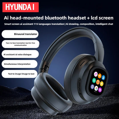 Auriculares HYUNDAI X1PRO inalámbricos Bluetooth 6.0 con traducción por IA – Más de 100 idiomas, control táctil, pantalla LED y cancelación de ruido