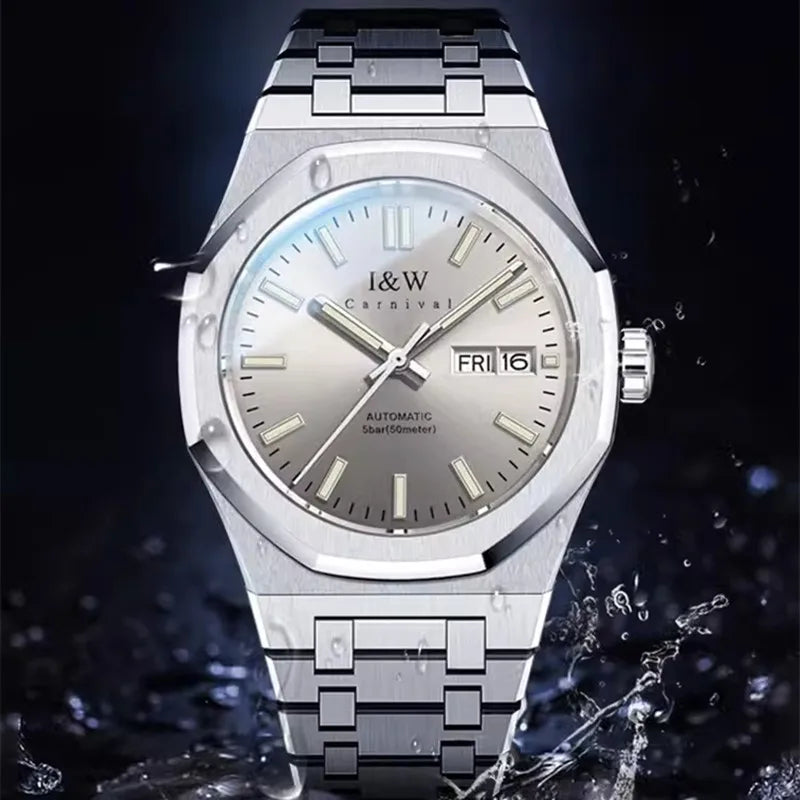 CARNIVAL Men's Mechanical Watch Brand Luxury Sapphire NH36 Movement Automatic Wrist Watches 50m Waterproof for Men