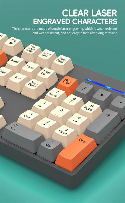 NexusClick kabelloses Gaming- und Office-Tastatur-Maus-Set, intelligente Energiesparfunktion, Full Size, 104 Tasten, 1600DPI einstellbar, USB für Laptop und PC