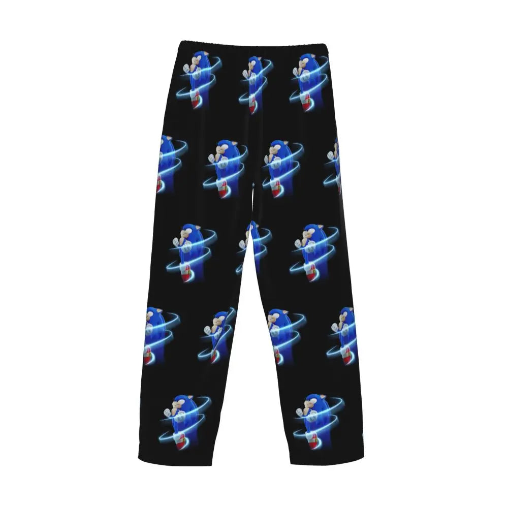 Custom Print Men's Soniced Pajama Pants Hedgehog Game Sleepwear Sleep Lounge Bottoms with Pockets