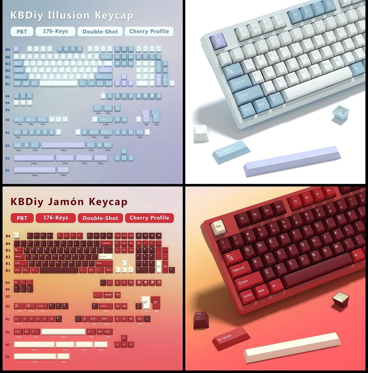 KBDiy GMK Illusion Keycap Perfil Cherry Double Shot PBT ISO Teclas para Kit de Teclado Mecânico Gamer Gaming Point Retro