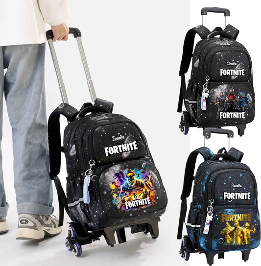 Fortnite Trolley Bag Easy Stair Climbing Anime Waterproof Wheeled Backpack Large Capacity Student Schoolbag Casual Travel Bag
