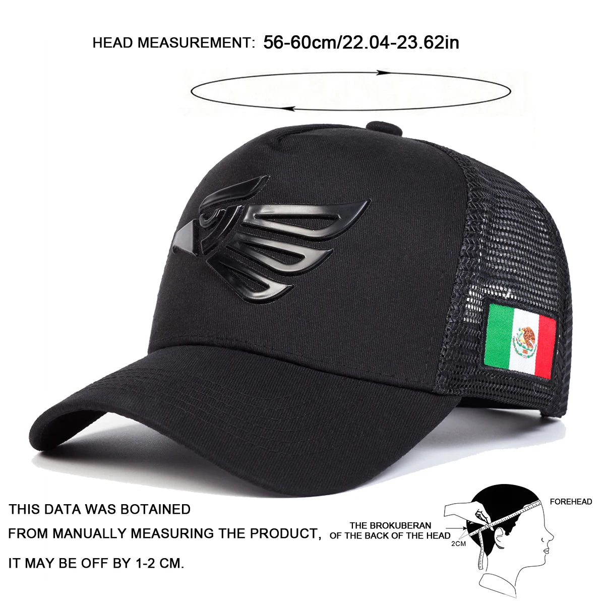 Unisex Mexican Eagle Label Baseball Net Caps Adjustable Casual Hats Spring and Summer Outdoor Sunscreen Hat