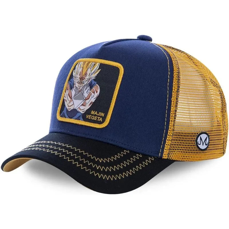 Czapka z motywem Dragon Ball Son Goku – letnia czapka podróżna z daszkiem, męska czapka z haftem w stylu hip-hopowym, z daszkiem przeciwsłonecznym, regulowana czapka typu trucker z siateczką