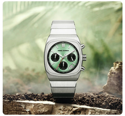 DG9008 Men's Watch, Original Fashion Brand Quartz Waterproof Luminous Watch with Three Small Dials and Moon Phase