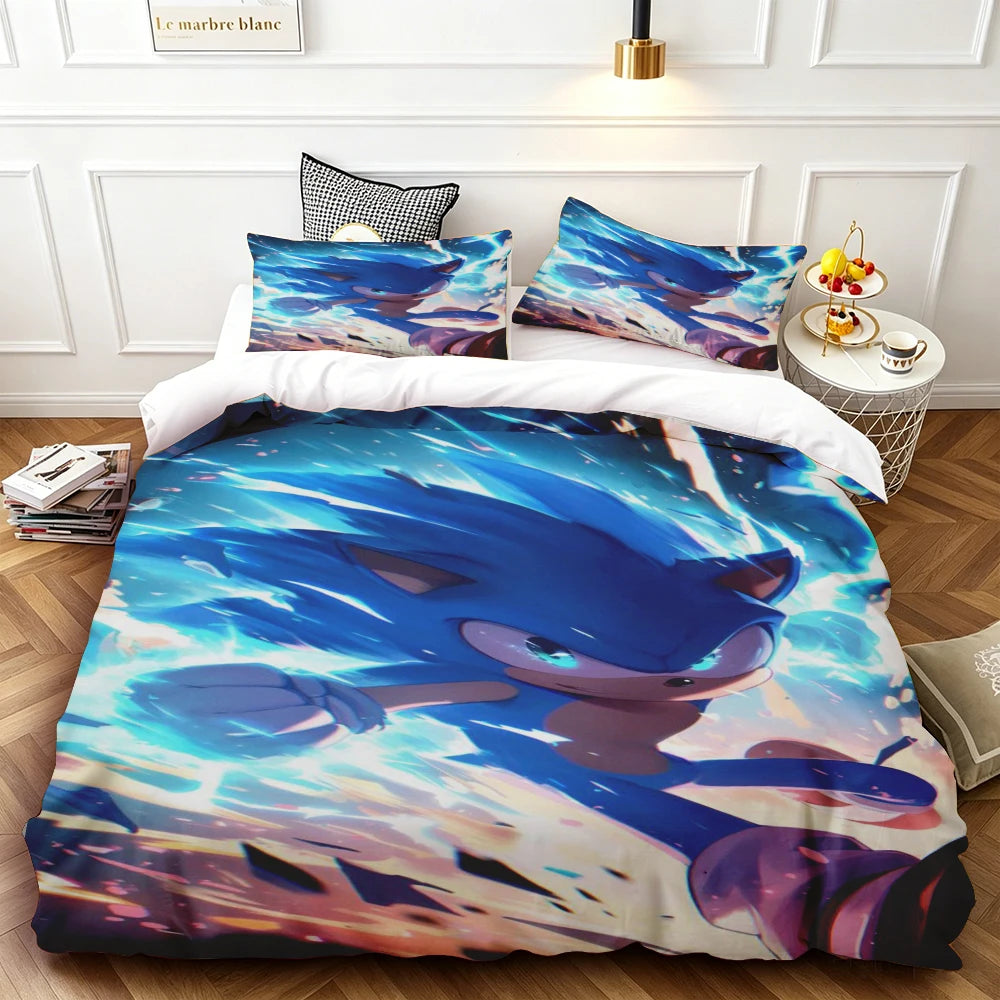 Sonic Duvet Cover for Kids Cool Bedding Set, Duvet Cover for Bedroom Decor Soft and ComfortableTwin, Double, Queen, and King