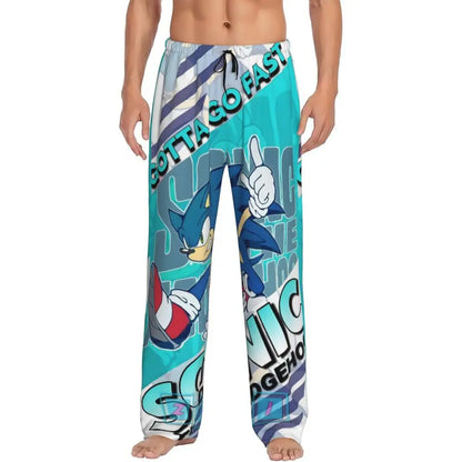 Custom Print Men's Soniced Pajama Pants Hedgehog Game Sleepwear Sleep Lounge Bottoms with Pockets