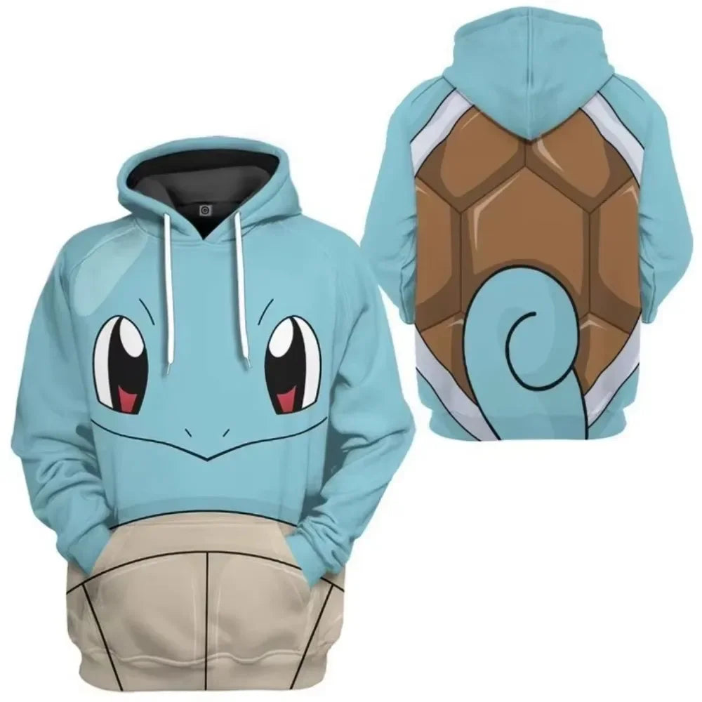 New Pokémon Pikachu Children Printed Top cosplay Hooded Fashion Trendy Casual Long-sleeved Pullover Sweatshirt Birthday Gift