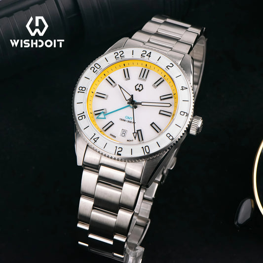 WSD9025 New Men's Automatic Watch Quartz Swiss Movement BGW9 Luminous Bezel 4-Pin GMT 150 Meters Waterproof Diving