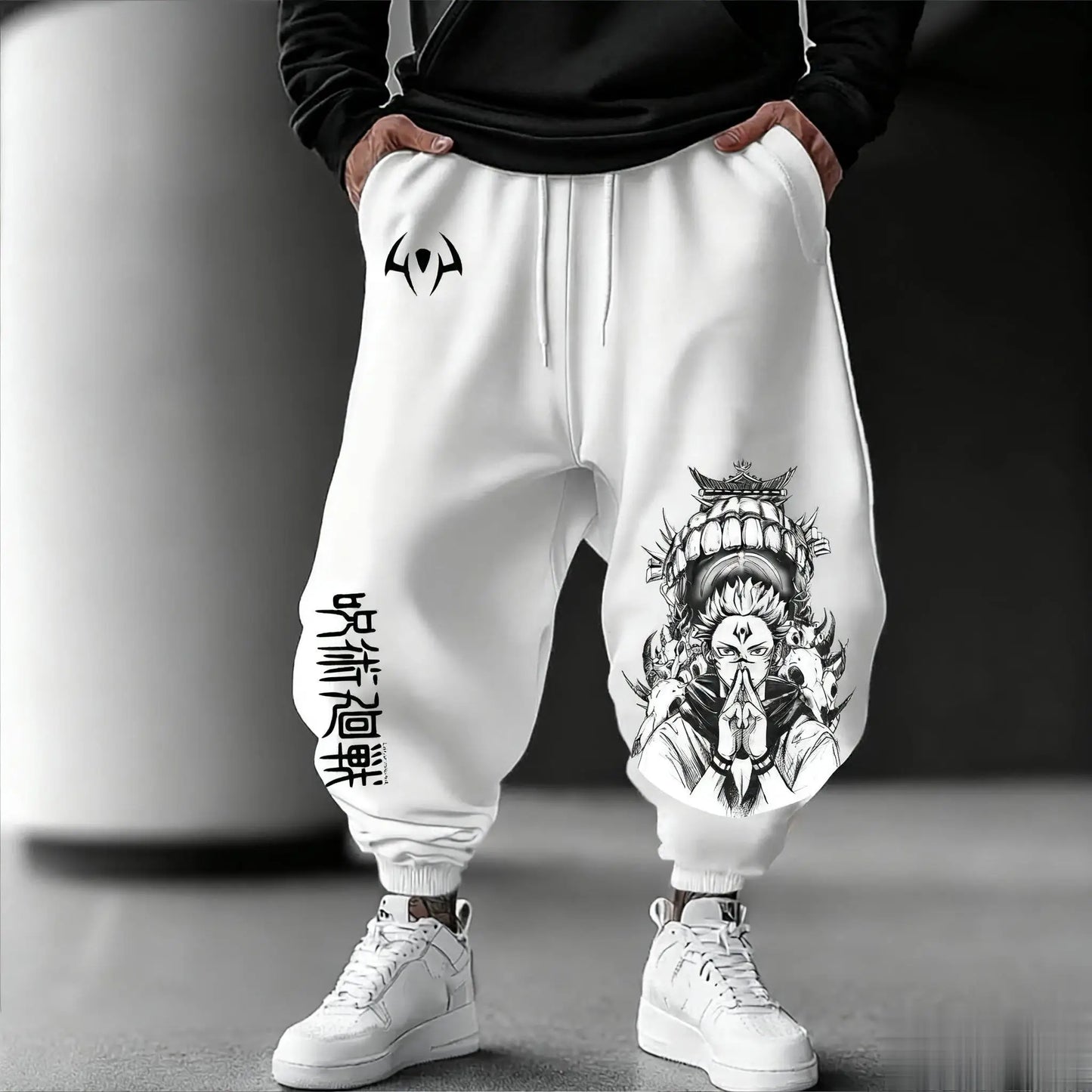 Jujutsu Kaisen Herren-Jogginghose, locker geschnittene Casual-Sweathose mit japanischem Anime-Print, Streetwear-Grafik, Hip-Hop-Hose, Y2K-Kleidung