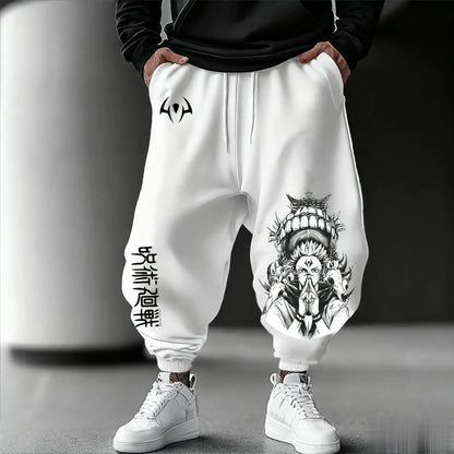 Jujutsu Kaisen Herren-Jogginghose, locker geschnittene Casual-Sweathose mit japanischem Anime-Print, Streetwear-Grafik, Hip-Hop-Hose, Y2K-Kleidung
