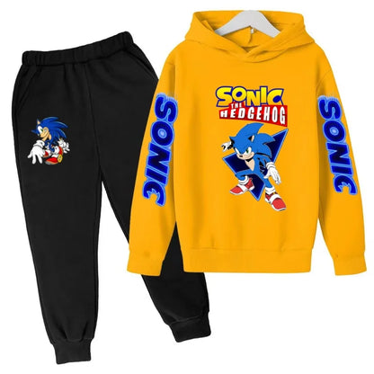 Kids Supersonic Clothing Jogging Blue Sweatshirt Top Coat+Pants Two-piece set Hoodie Boys Girls3-12Yrs Clothes Casual Sports Set