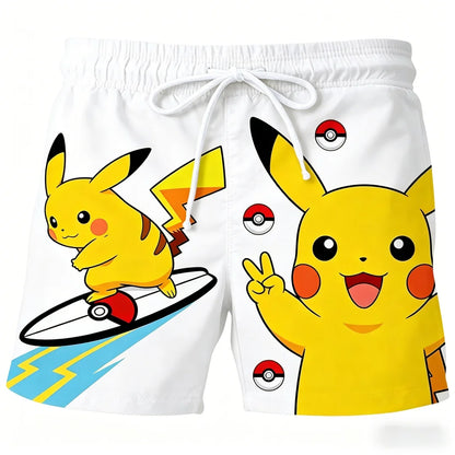 2026 New Pikachu Pokemon Beach Shorts for Men Women Cute Cartoon Graphic Quick Dry Casual Board Short Summer High-quality Trendy