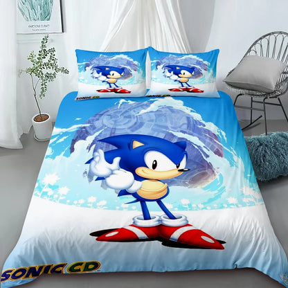 H-Hedgehog S-SonicES 3 Duvet Cover Set, Soft-Washed Cotton Bedding, Comfortable Summer Bedding for Student Dorms and Home