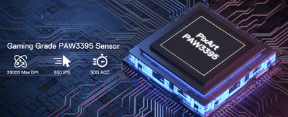 Ratón gaming inalámbrico Redragon M991, 26000 DPI, 3 modos, 9 botones macro, retroiluminación RGB, negro